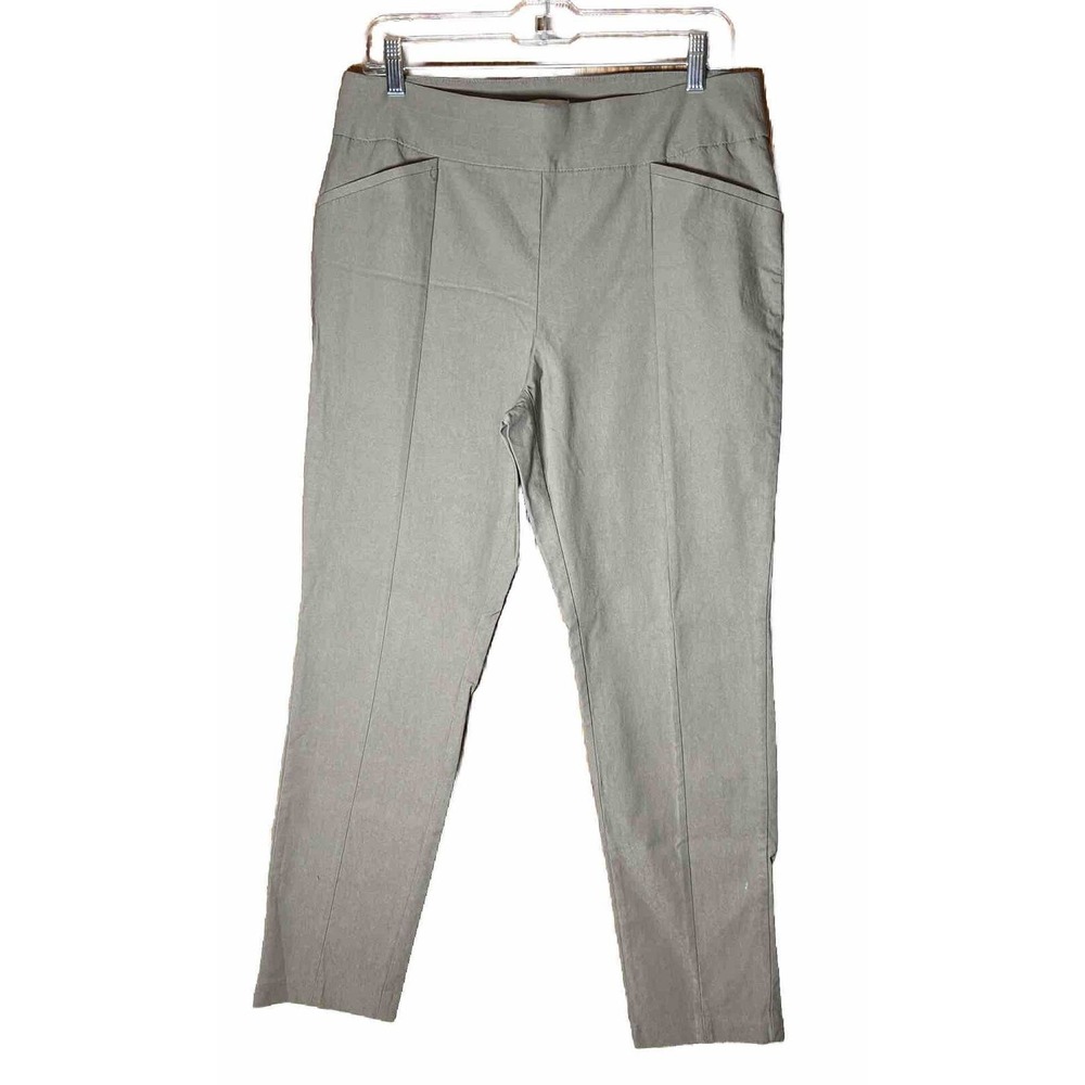 Chicos So Slimming Size 10 / 1.5 Ankle Pants Brown Tan Pull On Stretch